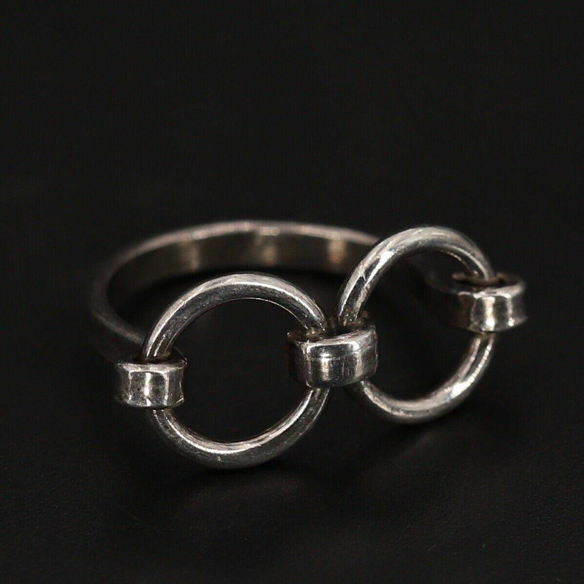 Vtg Sterling Silver - Modernist Open Rings Hoop Link Ring Size 5.5 - 2g
