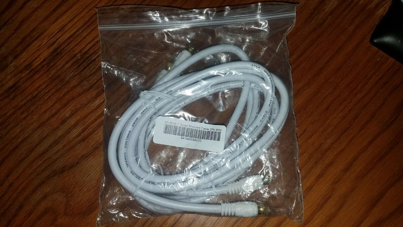 6ft Rg6 F Quad Shielded Cable 2pk White